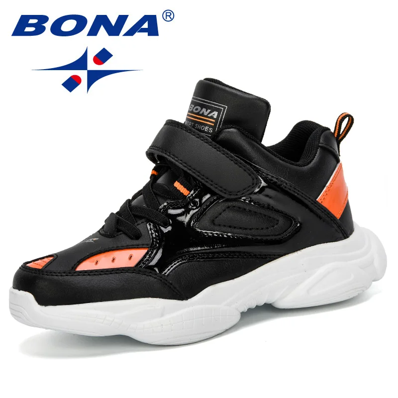 

BONA 2019 New Casual Shoes Wearable Walking Footwear Children High Top Sneakers Shoes Boys Lace Up Footwear For Kids Comfortable