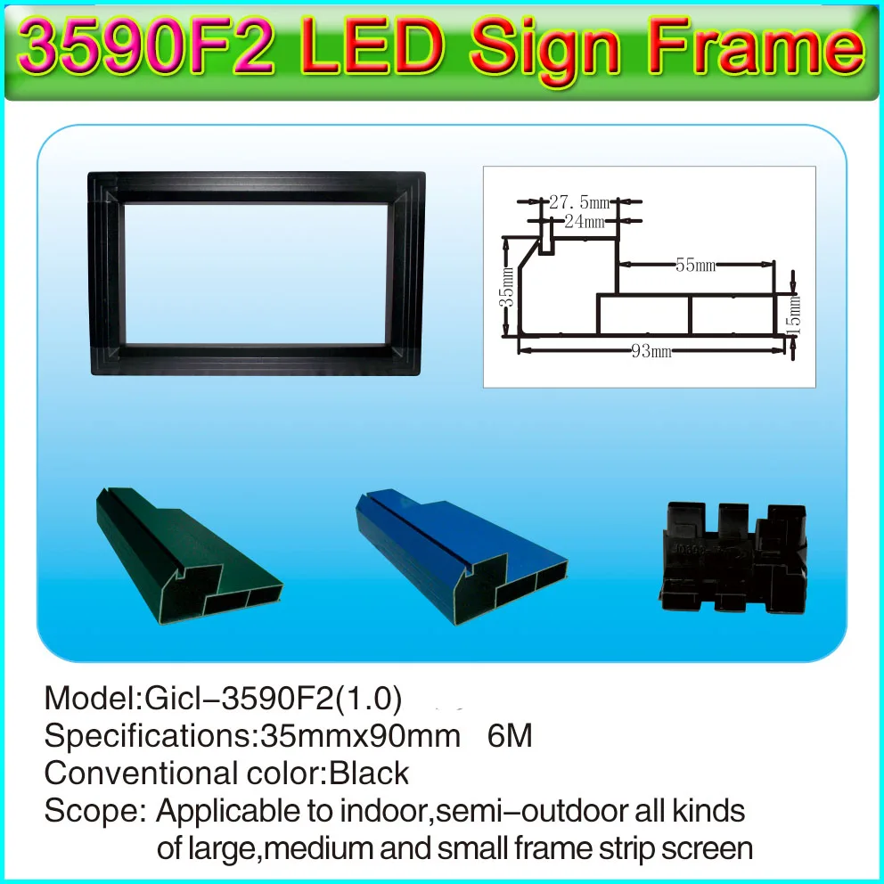 2 Set/Packs, Gicl-3590F2- 960mm x 320mm P10 Single&double color, P5-P10 full color LED signs aluminum frame