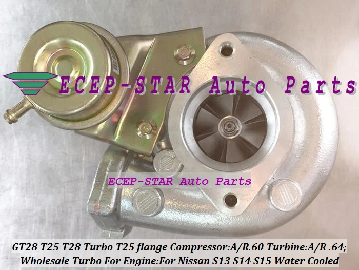Турбокомпрессор T25 T28 T25T28 T25/28 Turbo для NISSAN S13 S14 S15 SR20DET Comp A/R .60 турбокомпрессор AR .64 с фланцем|turbocharger parts|turbocharger