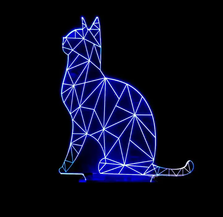 7 красочных милых кошачьих 3D лампочек акриловый светодиодный 3d ночник USB