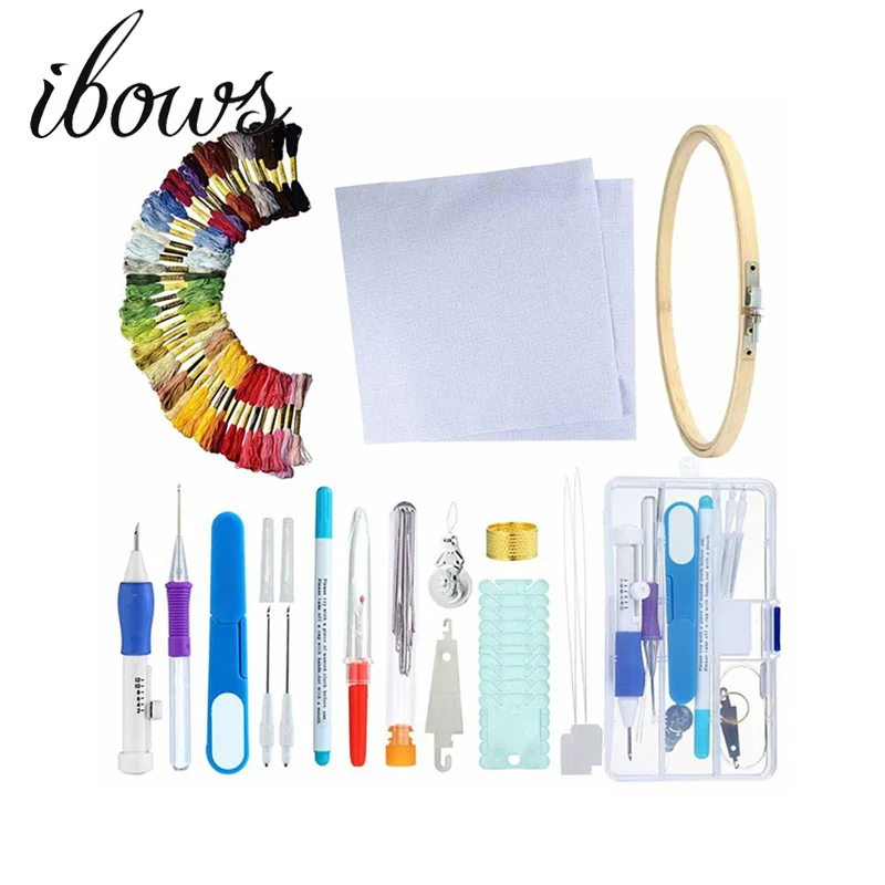 IBOWS Magic DIY Embroidery Pen Knitting Sewing Tool Kit Punch Needle Set Threads Plastic+Steel Home Decoration Tools | Дом и сад