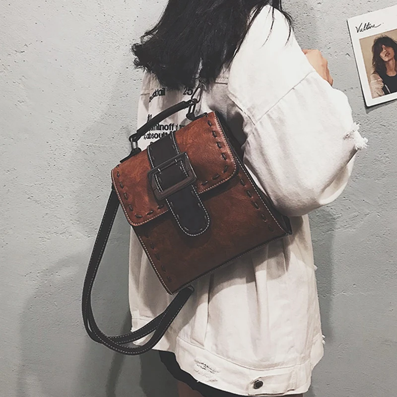 Women's PU Leather Backpack Female Fashion Small Bag Teen Girl Retro Shoulder |