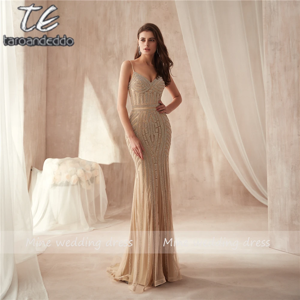 

Spaghetti Straps Silver Sequined Mermaid Elasticity Material Prom Dresses Glitter Slim Gold Evening Dress Vestidos De Fiesta