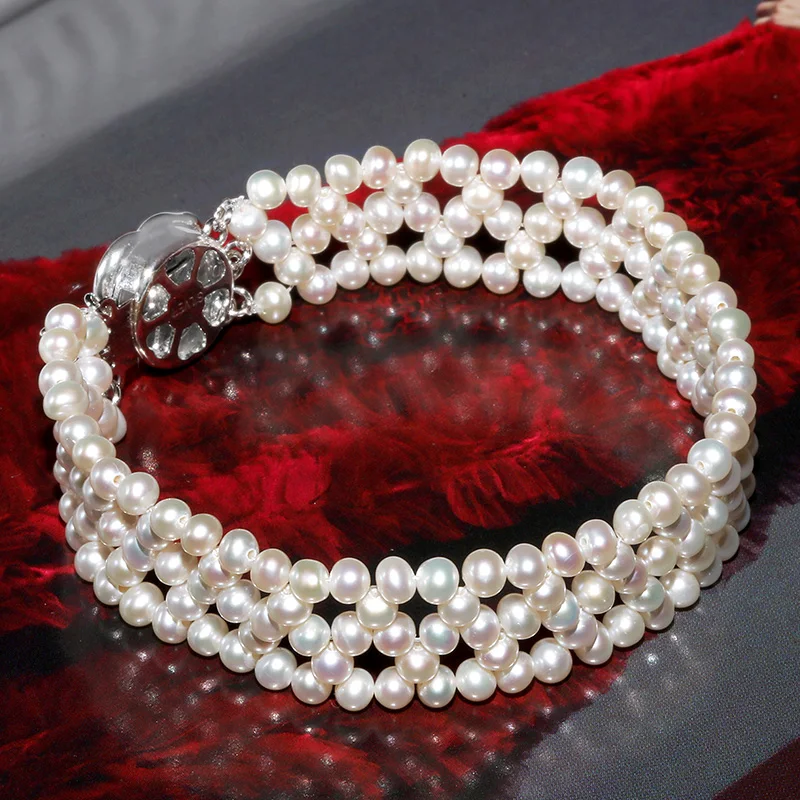 YS Handmade 3 4 мм браслет с натуральным белым жемчугом китайский пресноводным
