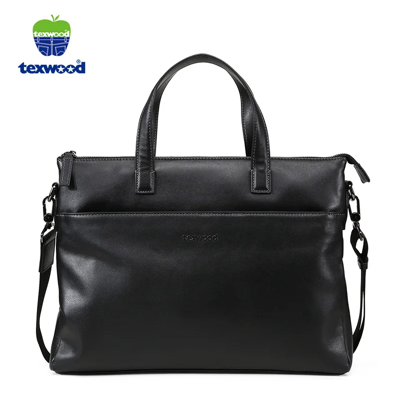 Texwood Genuine leather Business Briefcases handbags male shoulder bags high quality Natural skin men handbag Laptop bag | Багаж и сумки