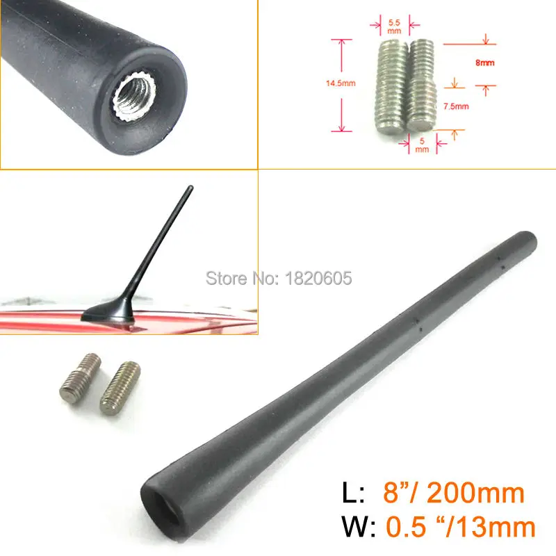 

Бесплатная доставка, 100 шт., Универсальная автомобильная антенна с коротким плетением 8 дюймов, AM/FM-радио со сменным штифтом 5 мм/6 мм