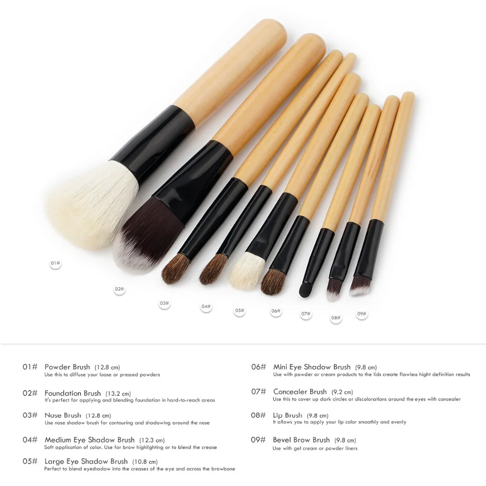 Pro 9 шт. Красота деревянной ручкой Макияж Расчёски для волос комплект Мощность губ