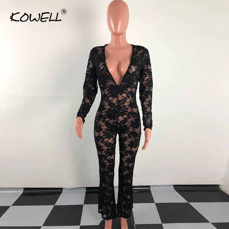 Горячая Распродажа сексуальный черный кружевной прозрачный цельный комбинезон