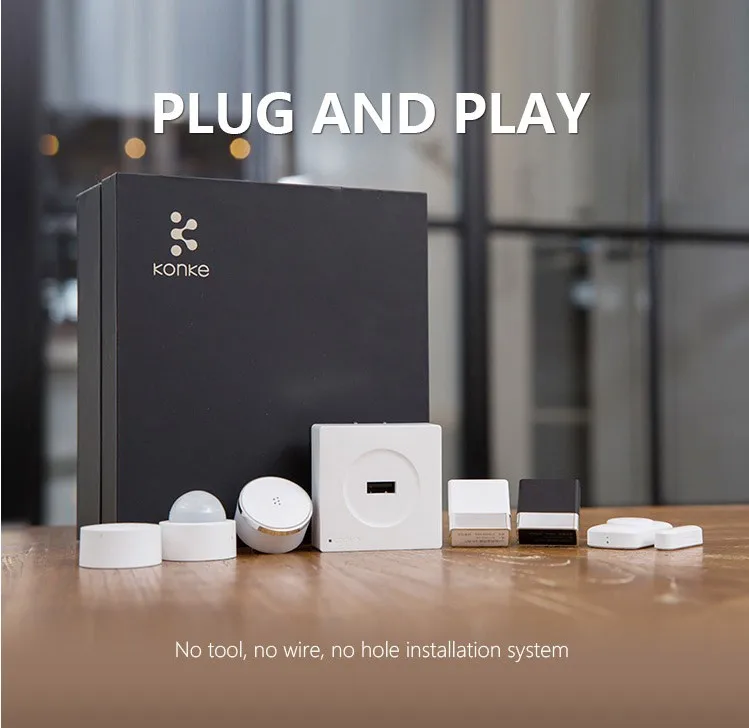 Konke Многофункциональный шлюз концентратор zigbee датчик температуры и влажности Датчик человеческого тела беспроводной переключатель умный дом Комплект для xiaomi