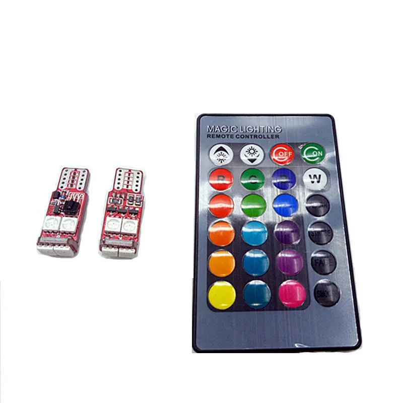2 шт. RGB многоцветный 6 SMD 5050 Автомобильный светодиодный светильник 194 T10 W5W 12V Клин