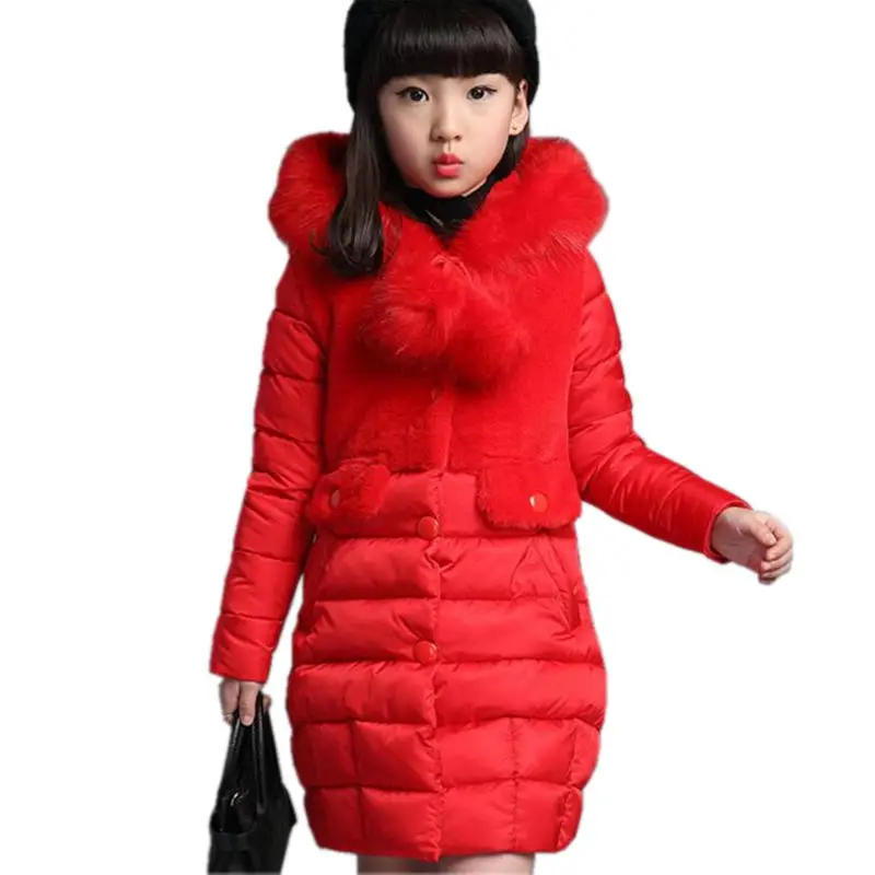 Новинка 2019 модное плотное теплое меховое зимнее пальто с капюшоном для девочек
