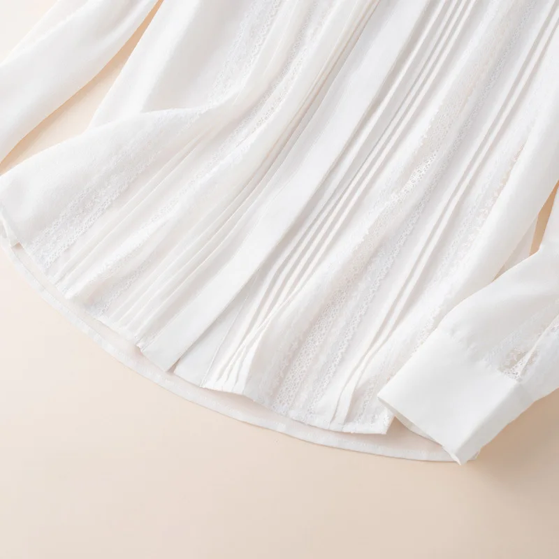 Весна 2019 женские шелковые рубашки из крепдешина с воротником приталенная