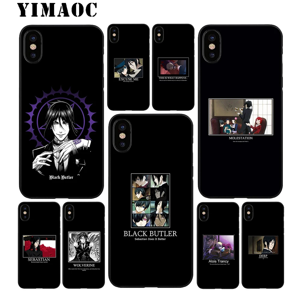 YIMAOC Черный Батлер аниме Мягкий ТПУ силиконовый чехол для iPhone X или 10 8 7 6 6S Plus 5 5S SE Xr