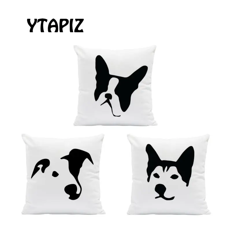 Персонализированные черно белые наволочки бульдог золотистый ретривер Чихуахуа