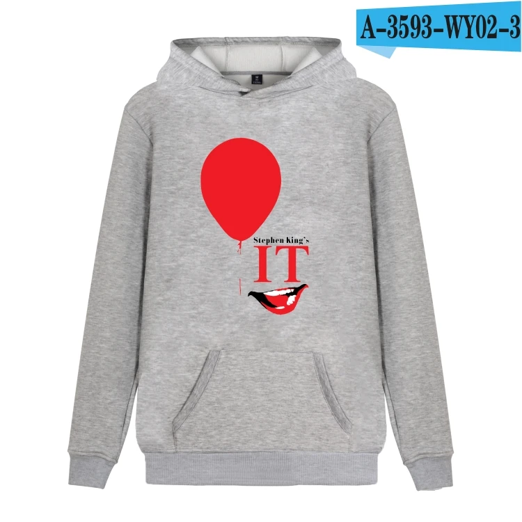 gray LUCKYFRIDAYF Стивен Кинг это фильм Харадзюку хлопковые толстовки мужские wo Мужская Осенняя уличная Кепка готическая одежда - Цвет: gray