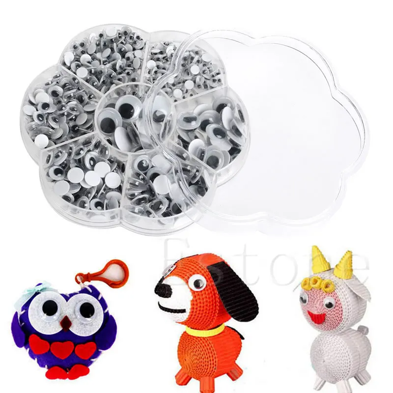 

700Pcs/Box DIY Round Self-adhesive Wiggly Googly Eyes For Doll Toy 7 Sizes
