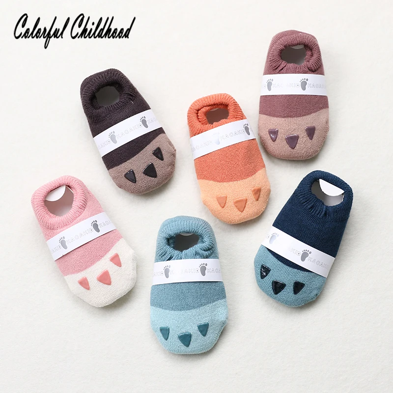 

Cartoon paw design Newborn baby socks thick cotton floor socks for boys/girls anti-slip shoes socks winter