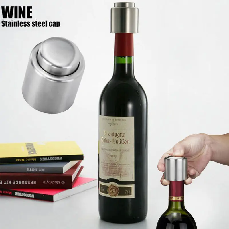 

New Arrival 1PC Silver Elegant Stainless Steel Vacuum Wine Stopper Saver Preserver Pump Sealed Sealer