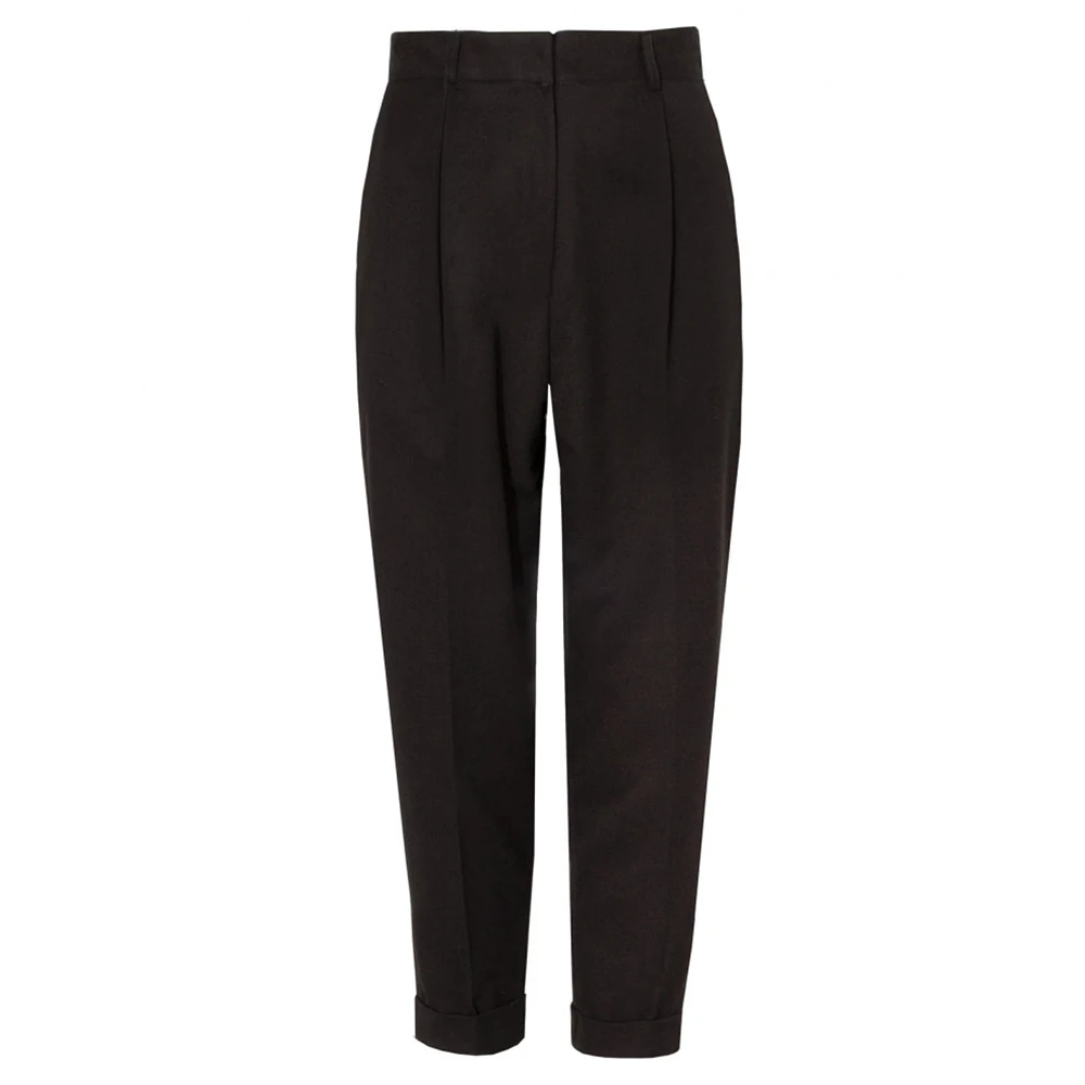 HDY Haoduoyi Fashion Black Women Casual Ankle Length Pants Female High Waist Peg Trousers Wide Legs Lady Loose Bottoms|wide leg|pants femalepeg