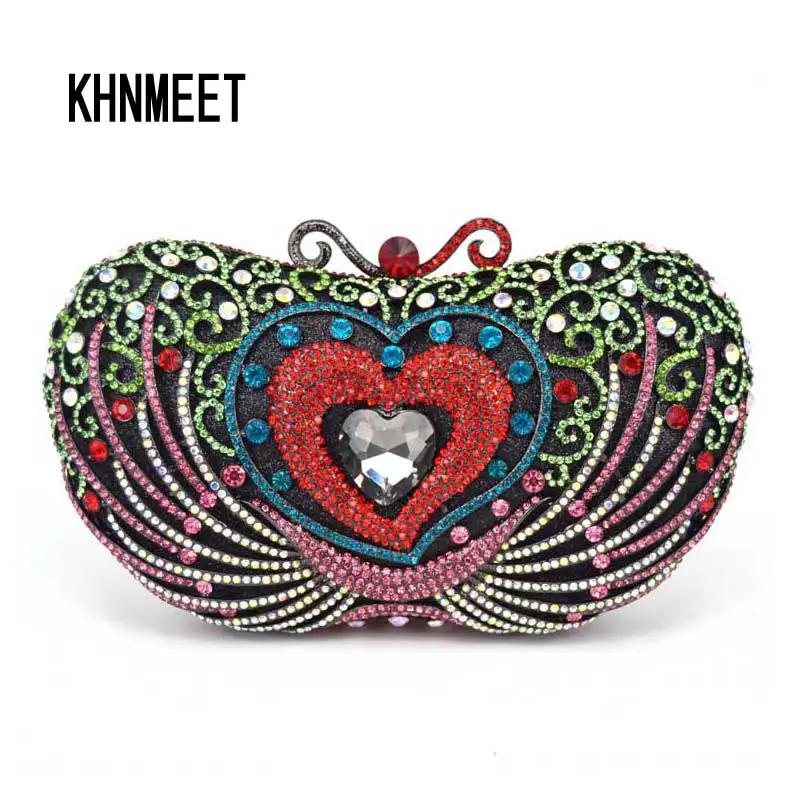 Красное сердце Apple Форма сцепления с сумочкой в тон розового цвета По