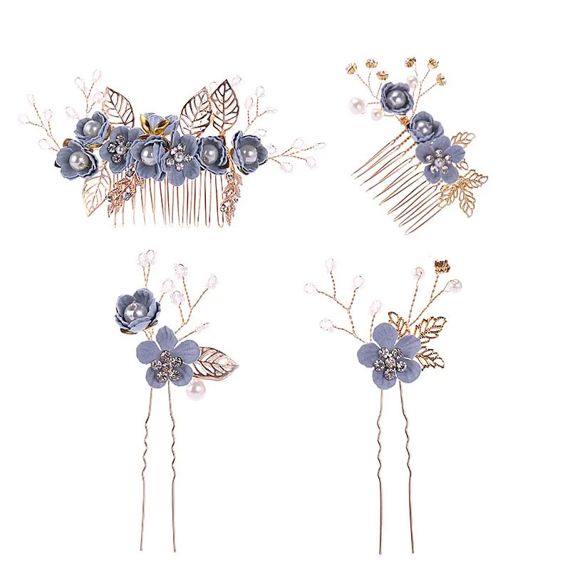 Handmade Flower Hair Comb Pearl Crystal Bride Pin Sticks Women Girl Headpiece Jewelry Wedding Accessory SL | Украшения и