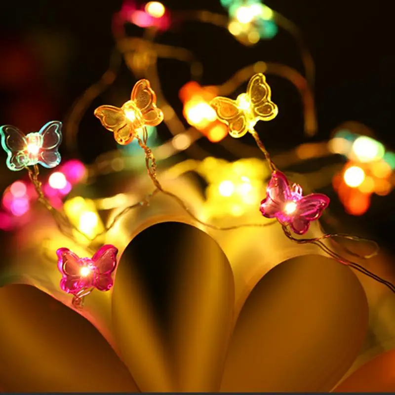 colorful butterfly 3 м 30 светодиодный гирлянда на медной проволоке со звездами огни Светодиодный сказочные огни рождественское свадебное украшение огни Батарея работать гирляндой - Испускаемый цвет: colorful butterfly