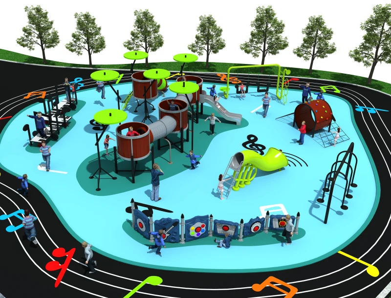 Goedkoop 2018 NIEUWE Amusement Speeltuin Met PE Boord Dak En Staal Dia Muziek Thema Park YLW-OUT180302