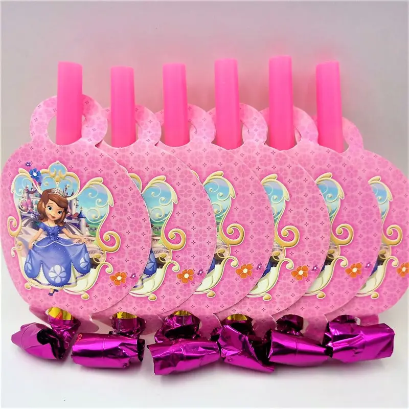 Blowout 6pcs Вечерние скатерти с изображением принцессы Софии, тарелки, чашки, баннеры, воздушные шары для детского дня рождения, 1 год, вечерние украшения для детей - Цвет: Blowout 6pcs