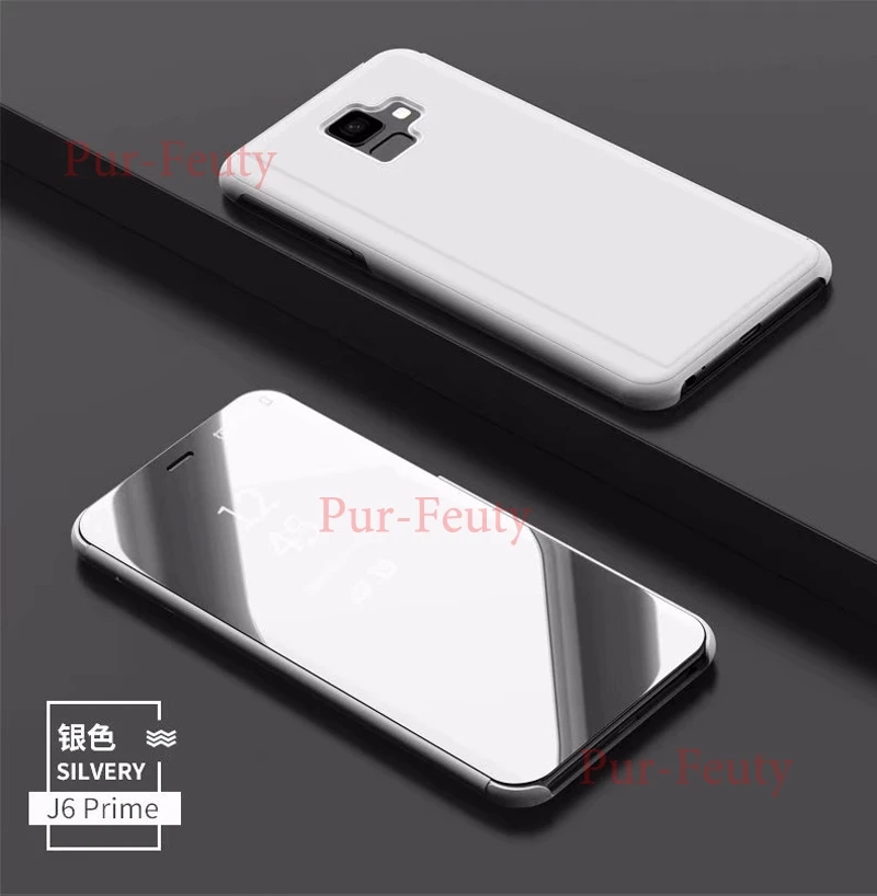 Серебристый Coque чехол s для samsung J6 Prime чехол J6 Plus SM-J610FN/DS Smart View кожаный чехол J6+ чехол SM-J610F J610FN чехол для телефона s - Цвет: Серебристый