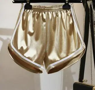 golden Новинка, женские шорты, летние, шелковые, тонкие, пляжные, повседневные, короткие, стильные трусы, шорты, шорты для фитнеса, эластичная резинка на талии, тканевая одежда - Цвет: golden
