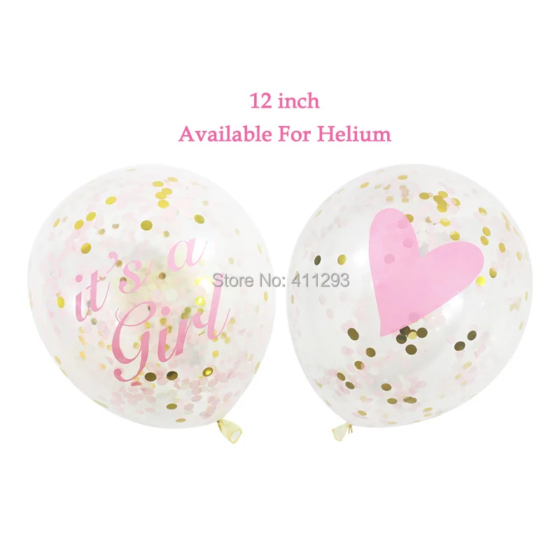 Воздушные шары для девочек, воздушные шары для мальчиков и девочек, баннеры для душа, флаги, розовые, голубые, конфетти, Детские воздушные шары для душа, вечерние украшения