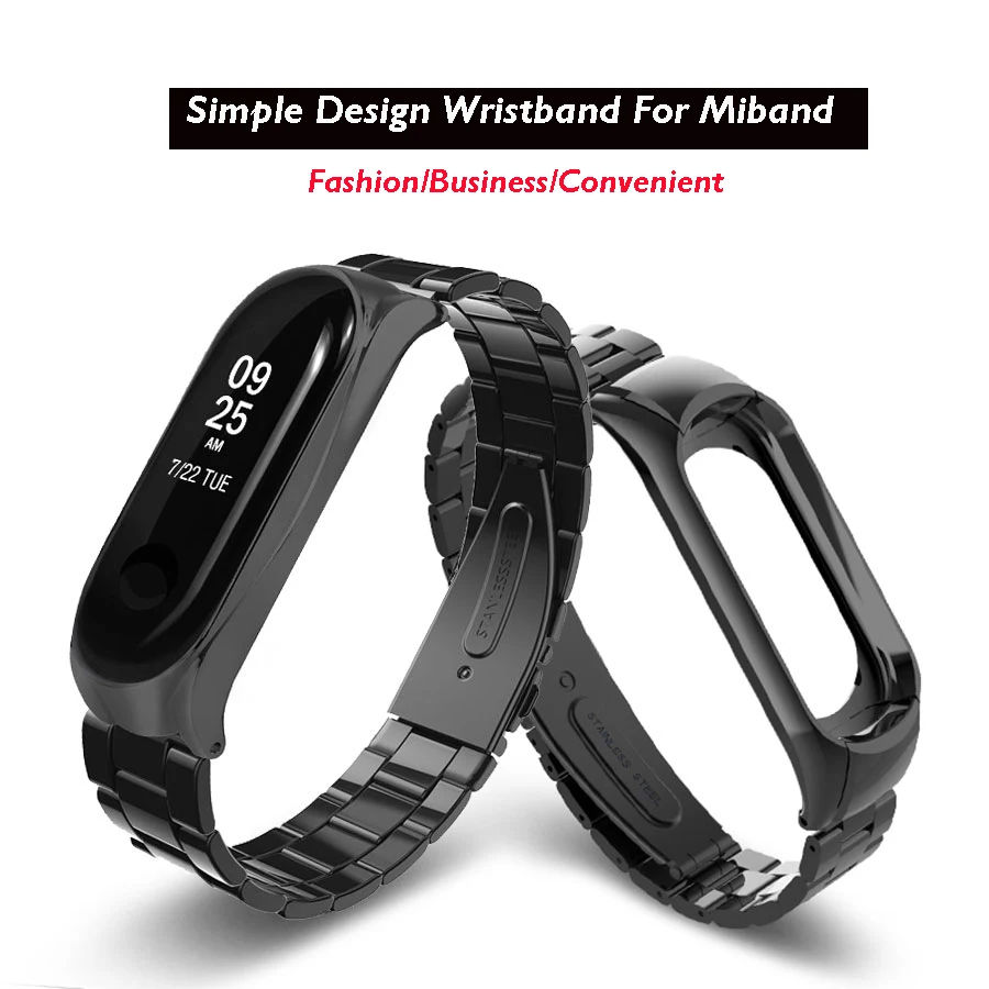 

Ремешок для браслета Mi Band 3 из нержавеющей стали, металлический, Безвинтовой