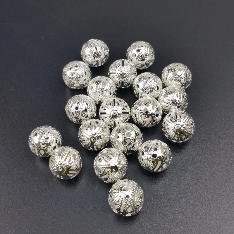 Металлические шарики ручной работы 100 шт./лот Ажурные кружевные для ювелирных