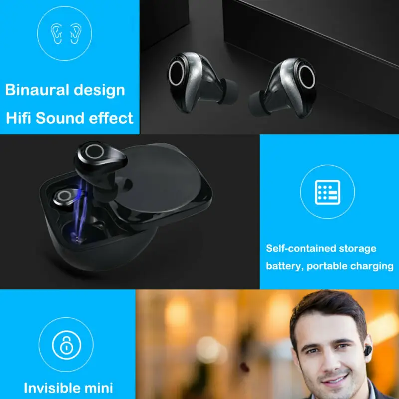 Q5 TWS True Wireless Earphones Bluetooth 5.0 Headset Mini Twins Earbuds 6D Stereo Headphones For Mobile Phone 3E15 | Электроника