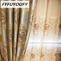 luxury villa 3d embossed jacquard shading living room curtains for matching embroidery relief tulle for bedroom senior hotel