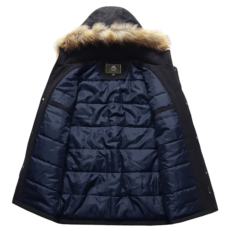 -40 Мужчины Пальто 2017 новые мужские зимние куртки бренд шляпа съемный мягкий