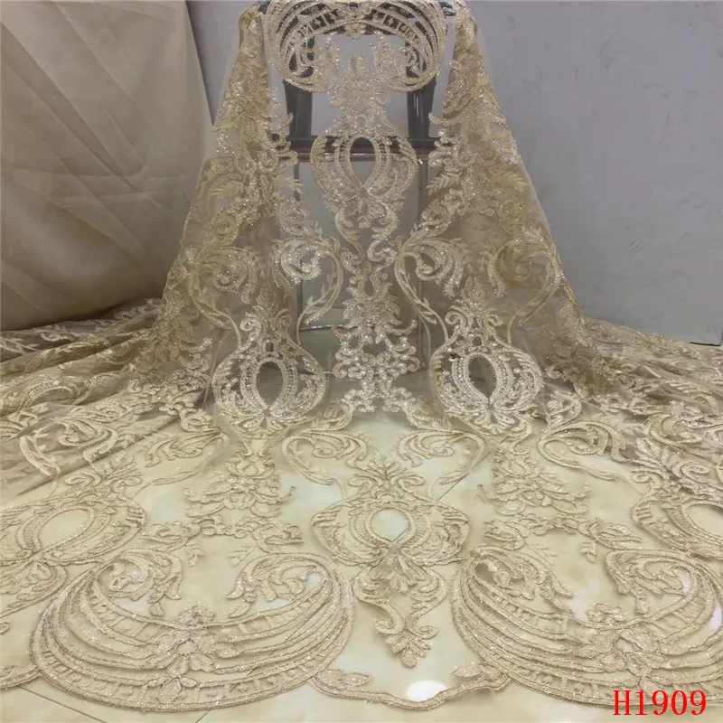 YF HZGJMY French Lace Fabric 2019 High Quality African Sequins For Wedding Dress Blue african A1909-1 | Дом и сад