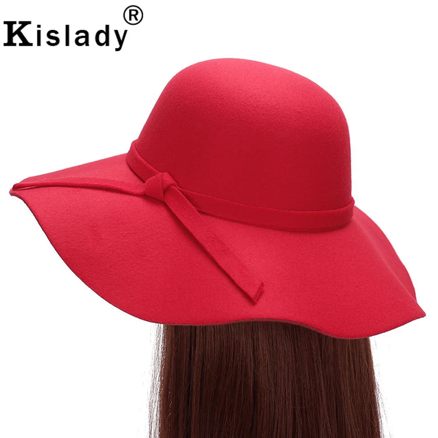 Kislady Осень Зима Дикая с большим краем шерсть фетровая шляпа для дам модные
