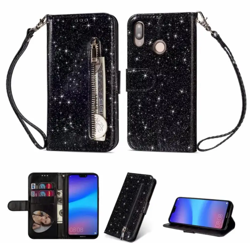 30 шт./лот Бесплатная доставка сверкающая сумка на молнии кошелек кожаный чехол