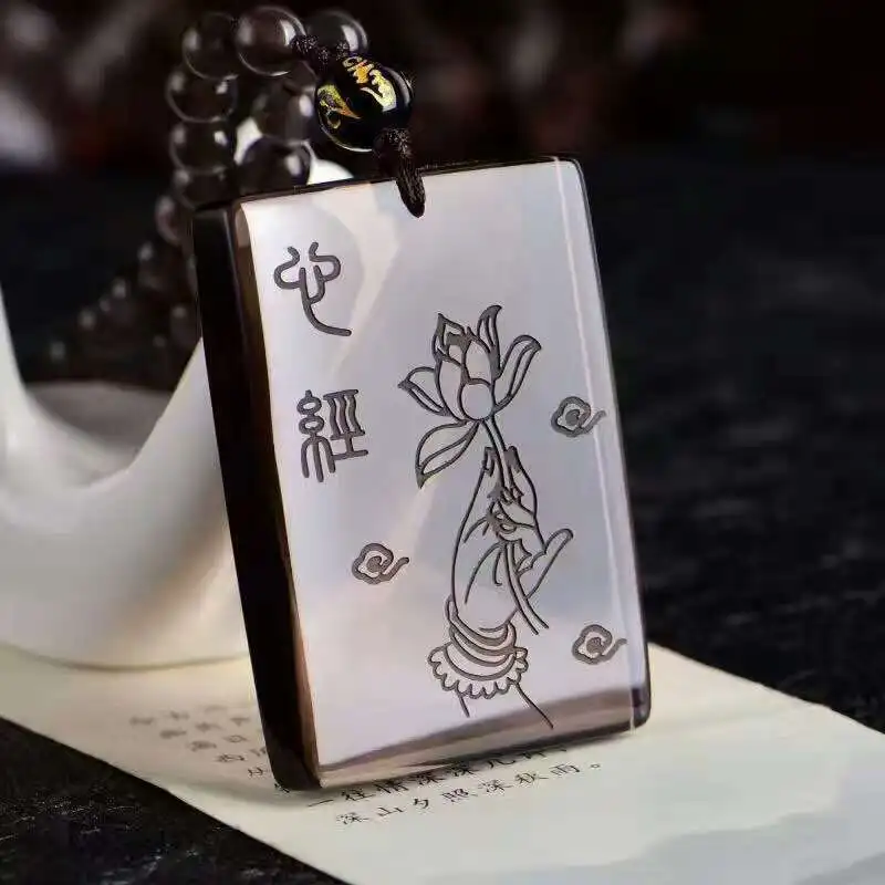 Натуральный обсидиан скульптура сердце sutra кулон ожерелье + веревка | Украшения и