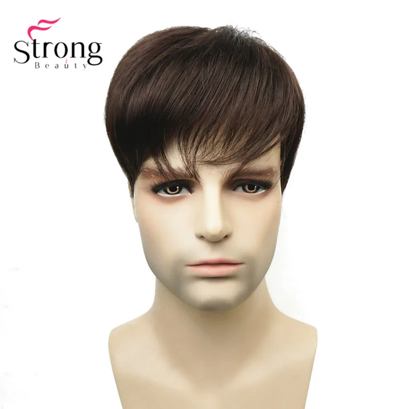 StrongBeauty Мужская парика-накладка синтетические волосы короткие волосы для наращивания волос