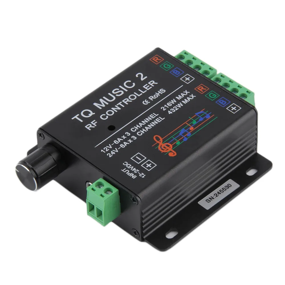 Звук Аудио LED RGB RF музыкальный контроллер Сенсорный пульт 2 канала 12/24 В 18А
