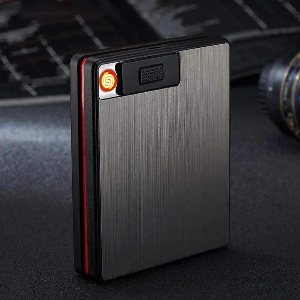 Алюминиевый сплав портативный USB чехол для электронной сигареты коробка с зажигалкой 20 шт держатель для сигарет usb зарядное устройство гаджеты