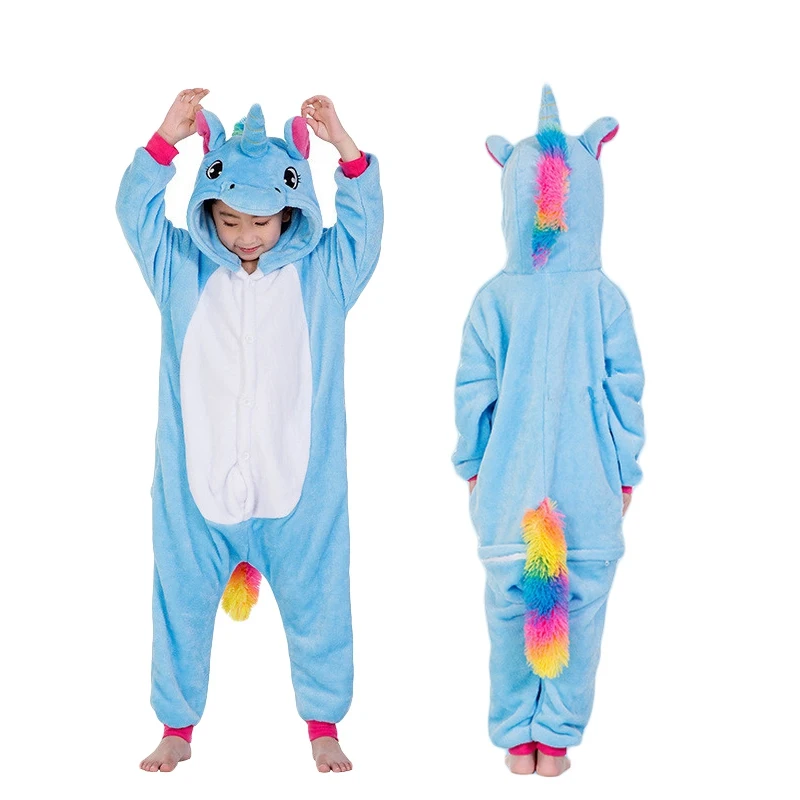 Новые зимние фланелевые детские пижамы Kugurumi единорог комбинезон на Хэллоуин для