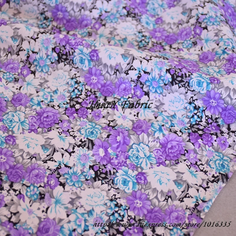 

147CM Width Light Purple Version Small Floral 100% Cotton Poplin patchwork fabric for flroal dress handmade