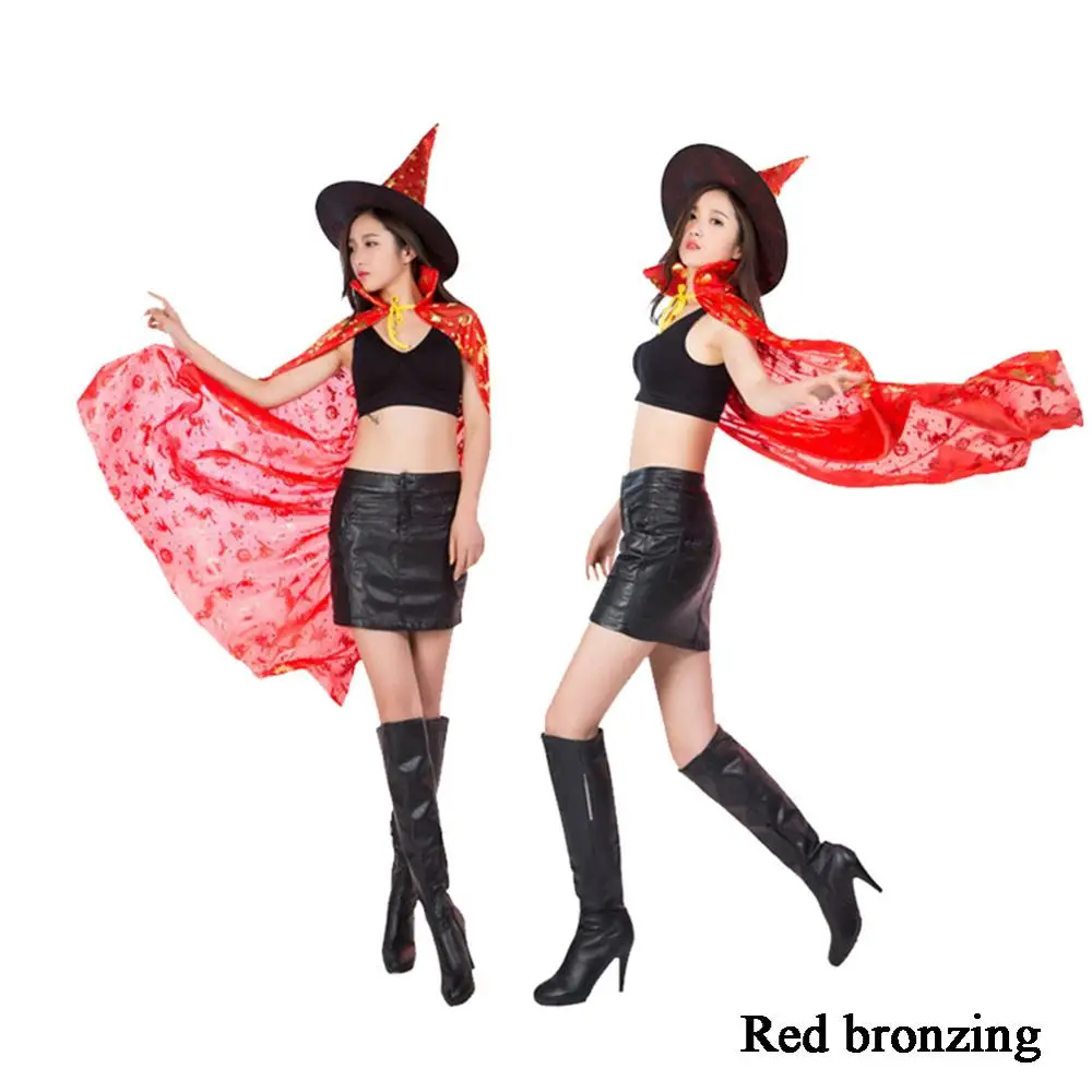 Free Shipping Halloween cloak children's Adult performance costumes COS Witch Ghost Black Bronzing Costumes Cloak |