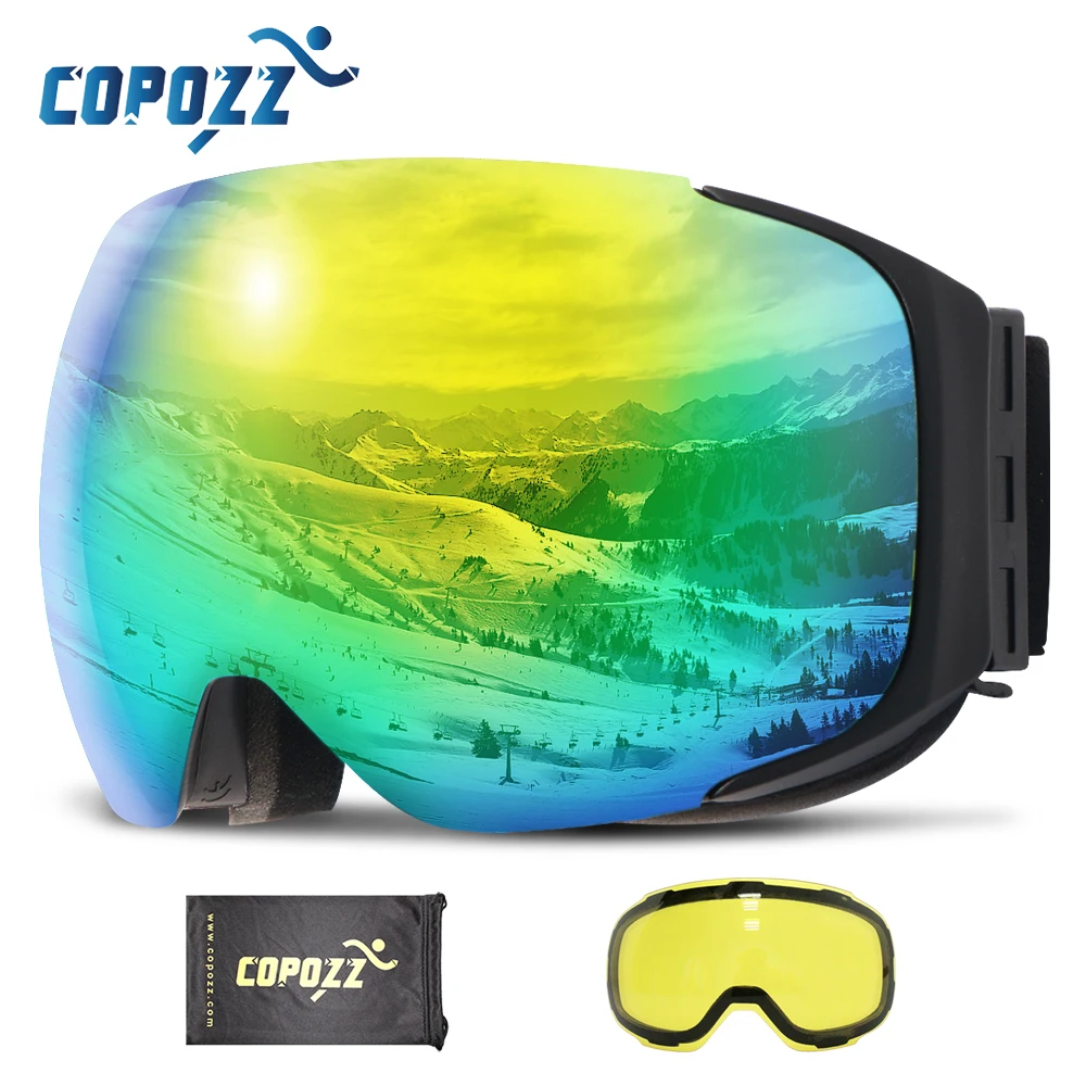 COPOZZ безрамные магнитные лыжные очки с ночными лыжами желтые линзы