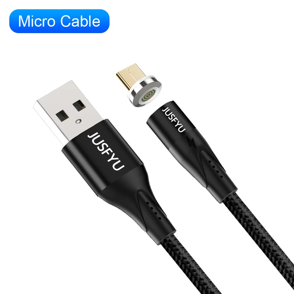 Black For Micro Магнитный кабель, 1 м, 3 А, для быстрой зарядки, магнитный Micro USB и type-C кабель для синхронизации данных, кабели для телефонов, быстрая зарядка, магнитный кабель для зарядки - Цвет: Black For Micro