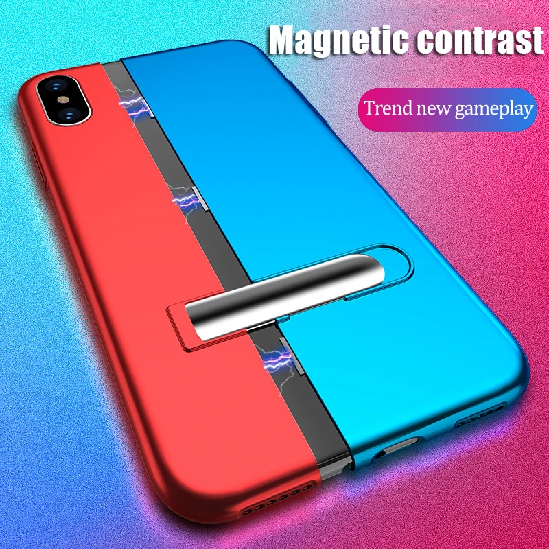 Цветной магнитный адсорбционный чехол для iPhone XR XS MAX X 8 Plus 7 комбинированные чехлы