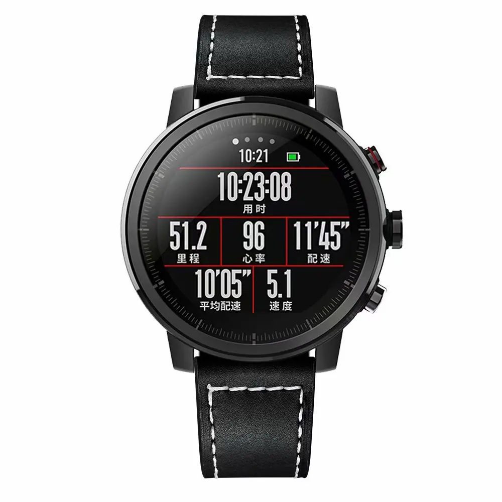 22 мм часы ремешок для Xiaomi Huami Amazfit 2 1 Stratos темп 2 кожаный ремешок для Шестерни S3 huawei часы 2pro наручный ремень